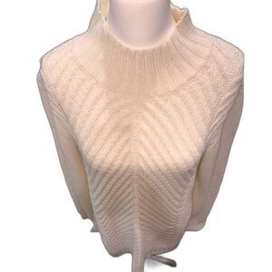 Women’s Nurture Chunky Knit Ivory Sweater Wool Blend Fisherman Cable Knit XL